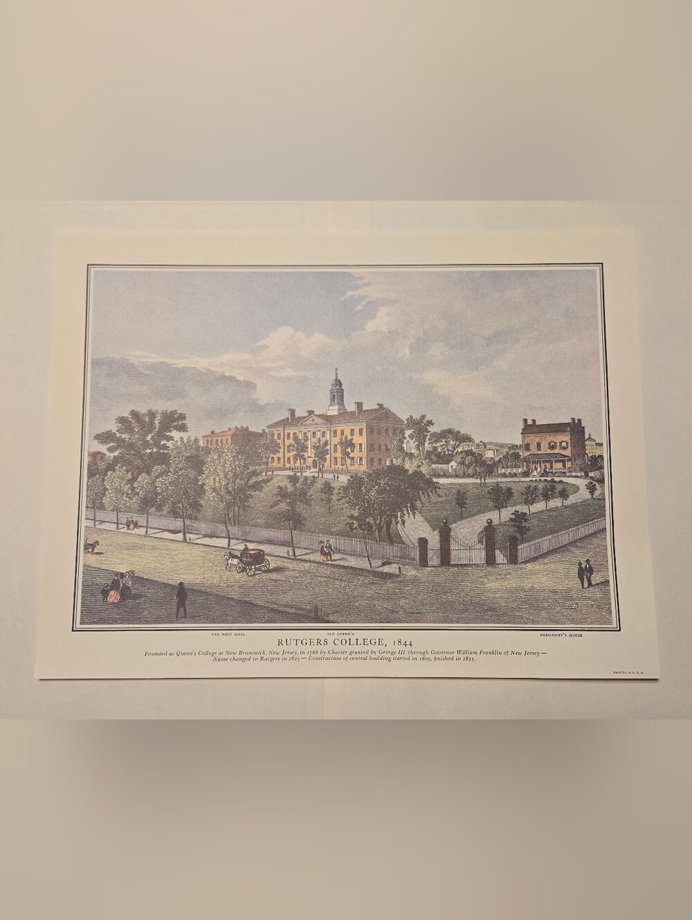 Rutgers College, 1844 Art Print High Quality Printed in USA BUY 1 GET 1